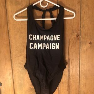 Champagne Campaign halter bathing suit (M)